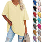 🌷2026 Summer Sale 50% OFF☀️Tankaneo Women's Plus Size V Neck T Shirts Summer Half Sleeve Tees Casual Loose Fit Cotton Tunic Top