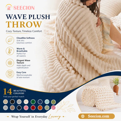 ⏳LAST DAY SPECIAL PRICE: ￡11.99!!🎁Super Soft Fur Ribbed Fleece Throw Blanket⛄🔥