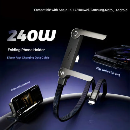 🔥New Year🏆Flash Sale⚡50K+ SOLD!💥2-in-1 Invisible Holder Charger Cable – 240W Fast Charging Cord with Built-In Phone Stand🌟