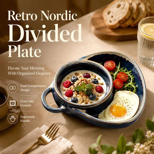 💖Black Friday Mega Deal – 50% off!💖Retro Ceramic Divided Baking Dish with Single Handle