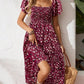 🌈2026 Summer Hot Sale 50% OFF!✨Square Neck Floral Midi Dress – Smocked Bodice, Flowy Tiered Skirt, Romantic 🌸1