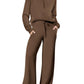 🔥Limited Time Sale-50% OFF💝Women's Oversized Half Zip Wide Leg 2 Piece Outfits Lounge Set