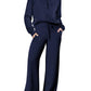 🔥Limited Time Sale-50% OFF💝Women's Oversized Half Zip Wide Leg 2 Piece Outfits Lounge Set