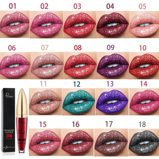 🎁BUY 3 PAY 2 TODAY!🎁18 Color Diamond Shiny Long Lasting Lip Gloss👄