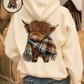 ⏳LAST DAY SALE ONLY￡19.99!🔥✨🎁Cute Highland Cow Cozy Fleece-Lined Hooded Sweatshirt🦬