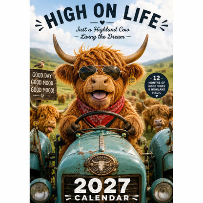 ⏳LAST DAY SALE ONLY ￡7.99!!🔥2027 Funny Highland Cow Wall Calendar | A4 Hanging Calendar | Designed by Isabel Kline