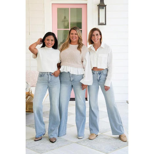 💥Hot Sales - 50% OFF🥰👖Vintage Wash Plus-Size Jeans — Stretchy & Straight Leg Fit✨