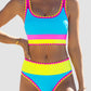 🏖️Vacation Sale 49% OFF💃Color Contrast Patchwork Nylon Sporty 3 Piece Bikini Sets