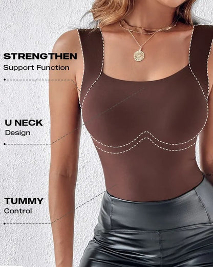 🏆Last Day Special Price ￡8.99!!💐Women's U Neck Thermal Tank Tops with Built-In Bra🌟💓
