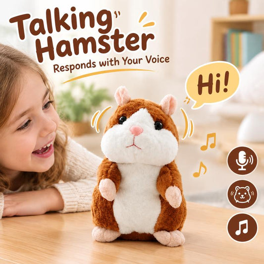 🐹 Last Day Special Price £8.99! ！✨Talking Hamster Plush – repeats whatever you say, auto head-shaking, hilarious fun for kids & adults.🎁