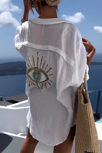 🌷Spring presale 49% OFF🍃Evil Eye Casual Sequin Beaded Shirt