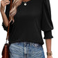 ☀️Summer Hot Sale 50% OFF🌼Blouses for Women Dressy Casual 3/4 Length Sleeve Womens Tops with Smocked Cuffs