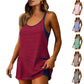 🚨Limited Time 50% Off Striped Tankini Dress with Pockets, High Waist Conservative Swimwear