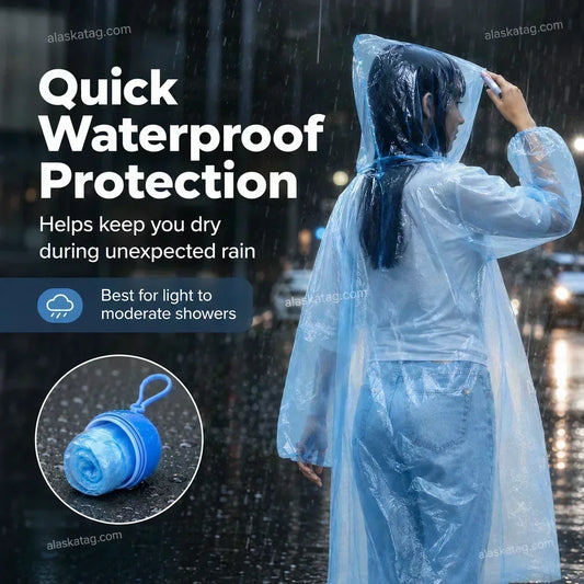 ⏳🏆LAST DAY SALE: ￡7.99!!🎁Buy 1 Get 1 Free🔥Pocket‑Size Disposable Raincoat for Unexpected Showers, Compact Ball‑Packaged Waterproof Emergency Poncho, One‑Size‑Fits‑All Lightweight Rain Protection for Travel, Hiking & Outdoor Events