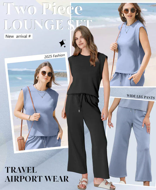 💕 Hot Sale 50% OFF💕2025 New Women's  Cap Sleeve Top & Wide-Leg Pants 2-Piece