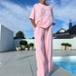 💓Summer Hot Sale 50% OFF🌼Casual two-piece set for women, plain top and loose trousers