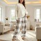 🎅LAST DAY SALE 50% OFF🔥Winter Vintage Plaid Elastic Straight Loose Thick Warm Casual Pants🌟