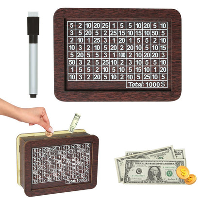 🎁2026 New Year 60% OFF🌟💷Retro Style Wooden Money Box with Counter Piggy Bank Handmade Saving Money Goal Piggy Bank