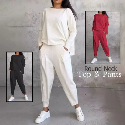 🌸2025 Spring New Arrivals - 50% OFF🌸Women's 2-piece set: long-sleeved round neck top + pants