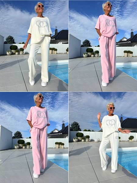 💓Summer Hot Sale 50% OFF🌼Casual two-piece set for women, plain top and loose trousers