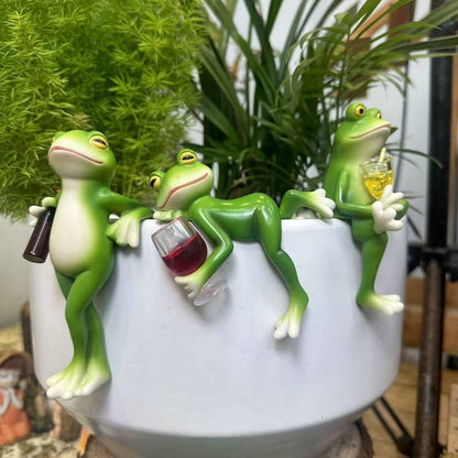🔥Last Day Sale 50% OFF 🐸🍷 Frog Flower Pot Hanger Ornament