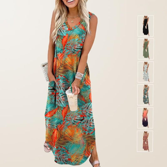 💃LAST DAY SALE 50% OFF💖Summer  Maxi Vacation Beach Sundresses with Pockets