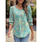 ☀️Summer Hot Sale 50% OFF🌼Blouses for Women Dressy Casual 3/4 Length Sleeve Womens Tops with Smocked Cuffs