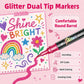 🎨Glitter Effect Brush Markers🥇✨: Create Sparkling Art Smoothly 🥳(🌈24-96 Colors | Smooth No Clog | No Bleed Through📝)