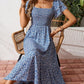 🌈2026 Summer Hot Sale 50% OFF!✨Square Neck Floral Midi Dress – Smocked Bodice, Flowy Tiered Skirt, Romantic 🌸1