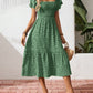 🌈2026 Summer Hot Sale 50% OFF!✨Square Neck Floral Midi Dress – Smocked Bodice, Flowy Tiered Skirt, Romantic 🌸1