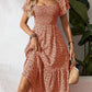 🌈2026 Summer Hot Sale 50% OFF!✨Square Neck Floral Midi Dress – Smocked Bodice, Flowy Tiered Skirt, Romantic 🌸1