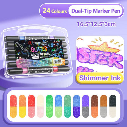 🎁🔥Hot Sale 50% KORTING🎨✨Dual-Tip Glitter Marker Pen✨