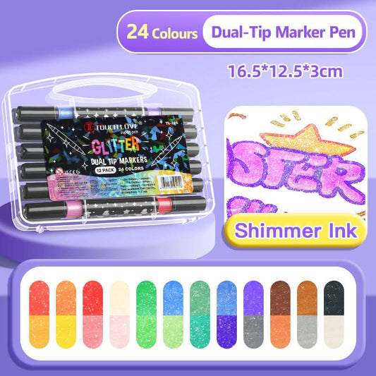 🎁🔥Hot Sale 50% KORTING🎨✨Dual-Tip Glitter Marker Pen✨