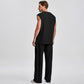 Mens 2 Piece Rib Knit Sweatsuit Summer Sleeveless Tank Top Baggy Wide Leg Pants Set