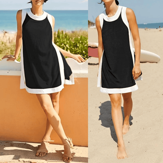 🌊Summer Hot Sale 50% OFF🍧🧼Women's Casual Color Block Sleeveless Tops Matching Shorts with Pockets