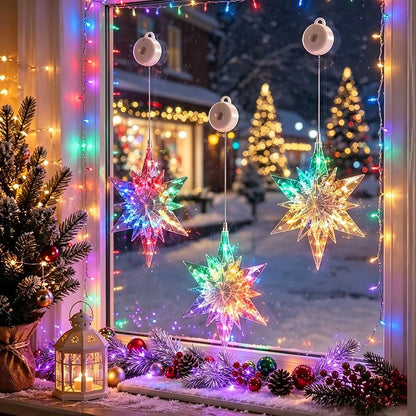 ⏳LAST DAY SALE ONLY ￡8.99!!🎄❄️ DIY Christmas Snowflake Suction Cup LED Lights ✨ | Battery Operated, Warm & Multi-Colour, Window Suction Lights, Christmas Home & Party Decor