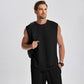 Mens 2 Piece Rib Knit Sweatsuit Summer Sleeveless Tank Top Baggy Wide Leg Pants Set