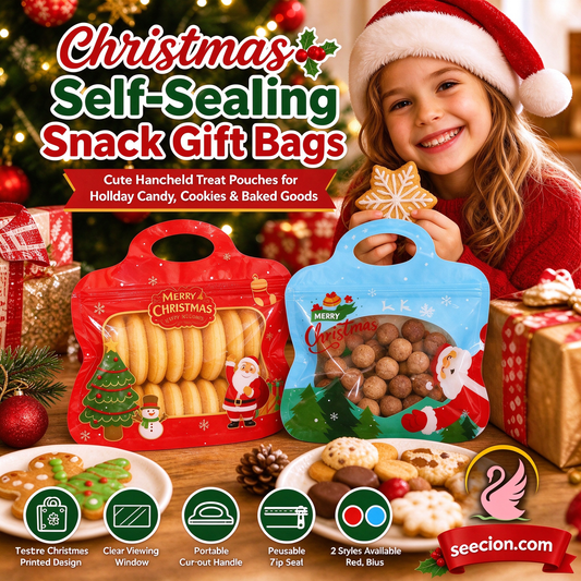 🎁70% OFF!!!-Ready for Christmas!🎅Easy Fill, Easy Seal🎄Festive Self-Seal Treat Bags – Santa & Snowman Print | Resealable, Food-Safe & Perfect for Cookies, Chocolates & Little Gifts🎅⛄