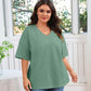 🌷2026 Summer Sale 50% OFF☀️Tankaneo Women's Plus Size V Neck T Shirts Summer Half Sleeve Tees Casual Loose Fit Cotton Tunic Top