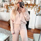 🔥Limited Time Sale-50% OFF💝Women's Oversized Half Zip Wide Leg 2 Piece Outfits Lounge Set