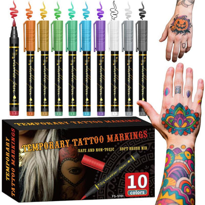 ⏰LIMITED SALE 70% OFF🎨Perfect For Unique Body Art🔥Temporary Tattoo Markers for Skin