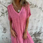 🔥Hot SALE 50% OFF🔥Women's Loose V-neck cotton linen dress