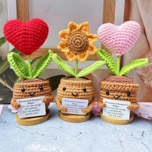 💝Emotional Support Plant For Love🌻Handmade Crochet Sunflower Potted and Heart-shaped Potted