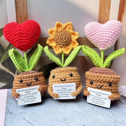 💝Emotional Support Plant For Love🌻Handmade Crochet Sunflower Potted and Heart-shaped Potted