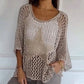 🔥LAST DAY HOT SALE 49% OFF - Women's Fashion Round Neck Crochet Knit Fishnet Top