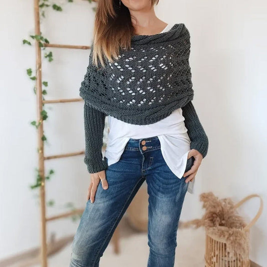 🔥Last Day Sale 49% OFF🏆️Women's Wrap Knit Shawl with Sleeves