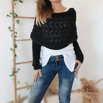 🔥Last Day Sale 49% OFF🏆️Women's Wrap Knit Shawl with Sleeves