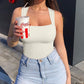 🔥Big promotion 🥰Sexy Ribbed Strappy Square Neck Sleeveless Tummy Control Tank Tops Bodysuits🩱