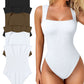 🔥Big promotion 🥰Sexy Ribbed Strappy Square Neck Sleeveless Tummy Control Tank Tops Bodysuits🩱