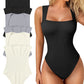 🔥Big promotion 🥰Sexy Ribbed Strappy Square Neck Sleeveless Tummy Control Tank Tops Bodysuits🩱